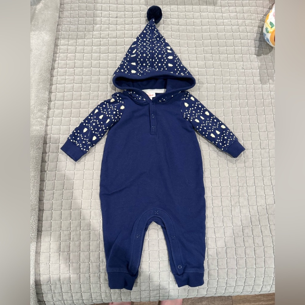 Navy Blue Hooded Kids One Piece